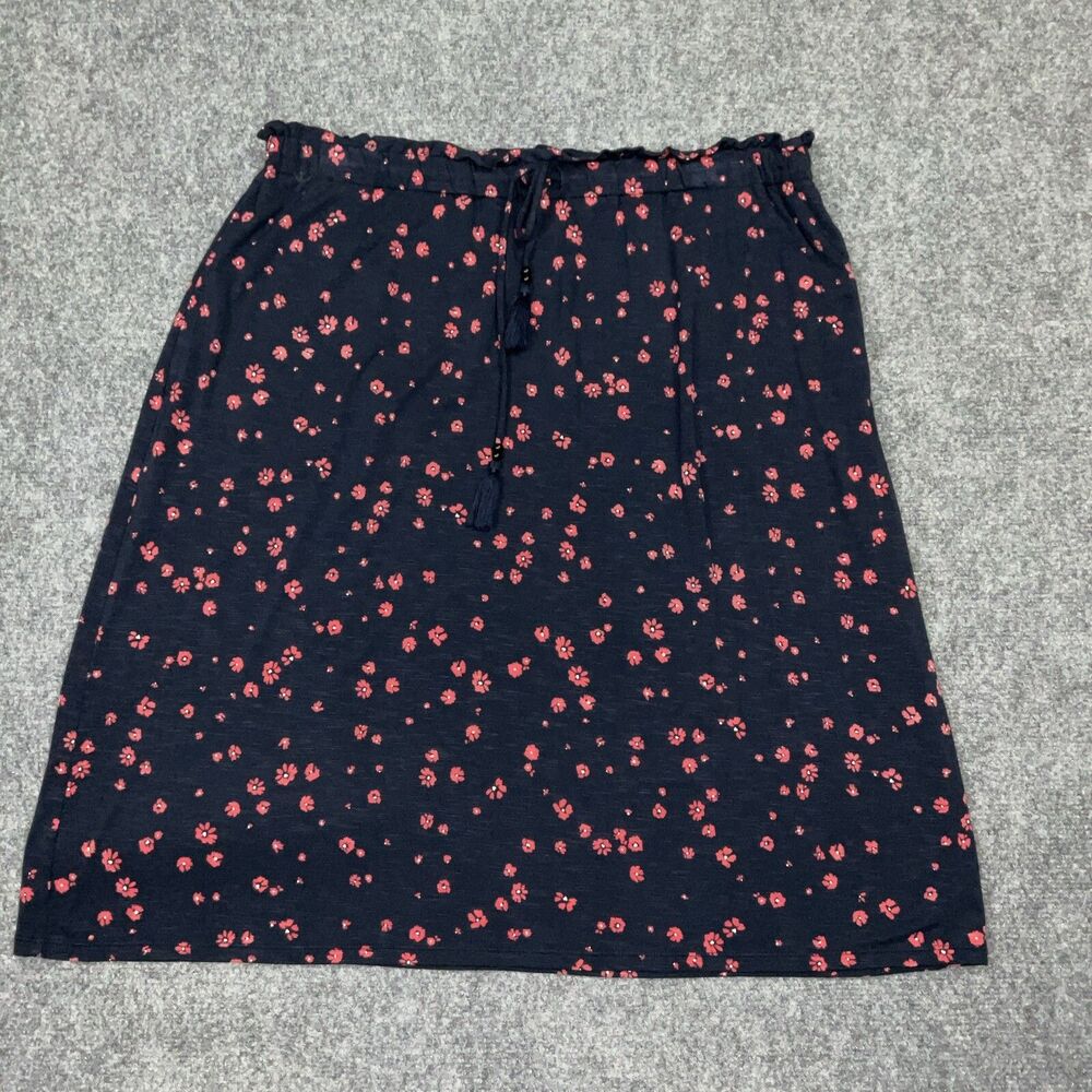 J JILL Skirt Womens Size M Blue Floral Pull On Casual